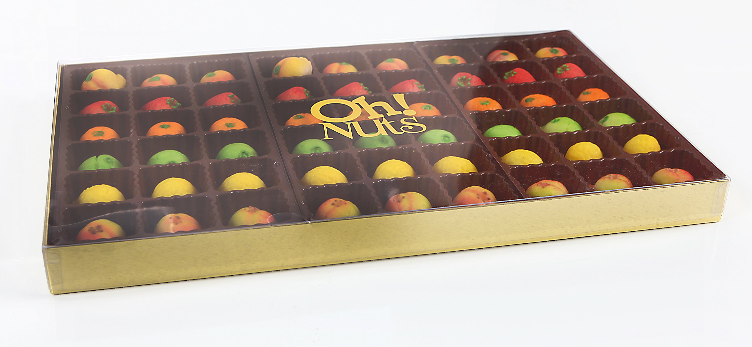 Oh! Nuts Fresh Gourmet Marzipan Candy Fruits Basket, 54 Piece Holiday