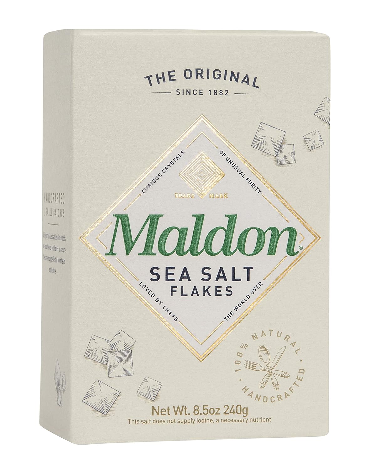Maldon Salt, Sea Salt Flakes, 8.5 oz (240 g), 2 Count, Kosher, Natural, Handcrafted, Gourmet, Pyramid Crystals : Grocery & Gourmet Food