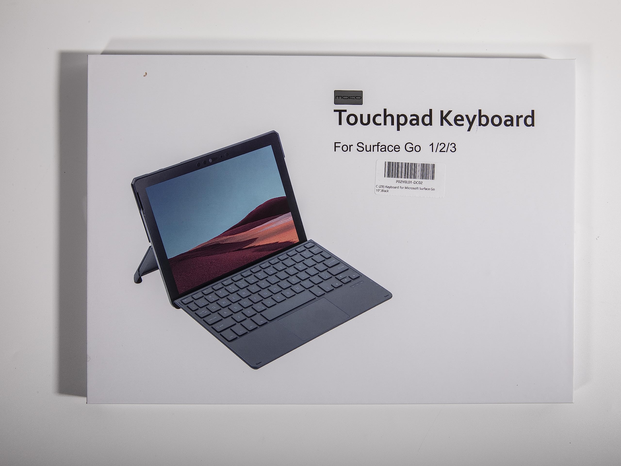 MoKo Type Cover Keyboard for Surface Go 4 2023/ Go 3 2021/ Go 2 2020 / Go 2018, Slim Wireless Bluetooth Keyboard with Trackpad, 7-Color LED Backlit, Built-in Rechargeable Battery, Black