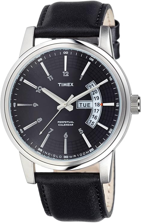 Timex Perpetual Calendar Mens Leather Strap Watch T2K631PF Timex 