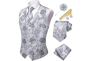 Hi-Tie Men's Suit Vest Business Formal Waistcoat Paisley Jacquard Tie Suit Waistcoat Set for Wedding Party