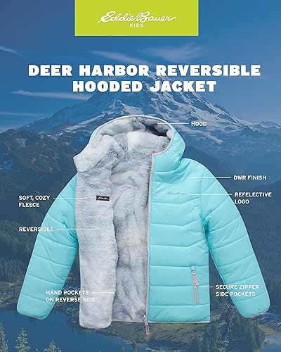Eddie Bauer Girls' Reversible Jacket Deer Harbor Waterproof