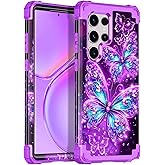 Casetego Compatible with Galaxy S23 Ultra 5G Case,Three Layer Heavy Duty Sturdy Shockproof Full Protection Rugged Hard PC+Soft TPU Bumper Case for Samsung Galaxy S23 Ultra 6.8 inch,Glow in The Dark
