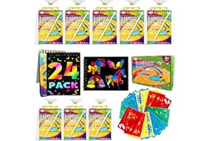 DECOJOY Party Favors for Kids 4-8, Scratch Art Birthday Return Gifts, Bulk Rainbow Scratch Paper Notebook 24 Sets Supplies, C
