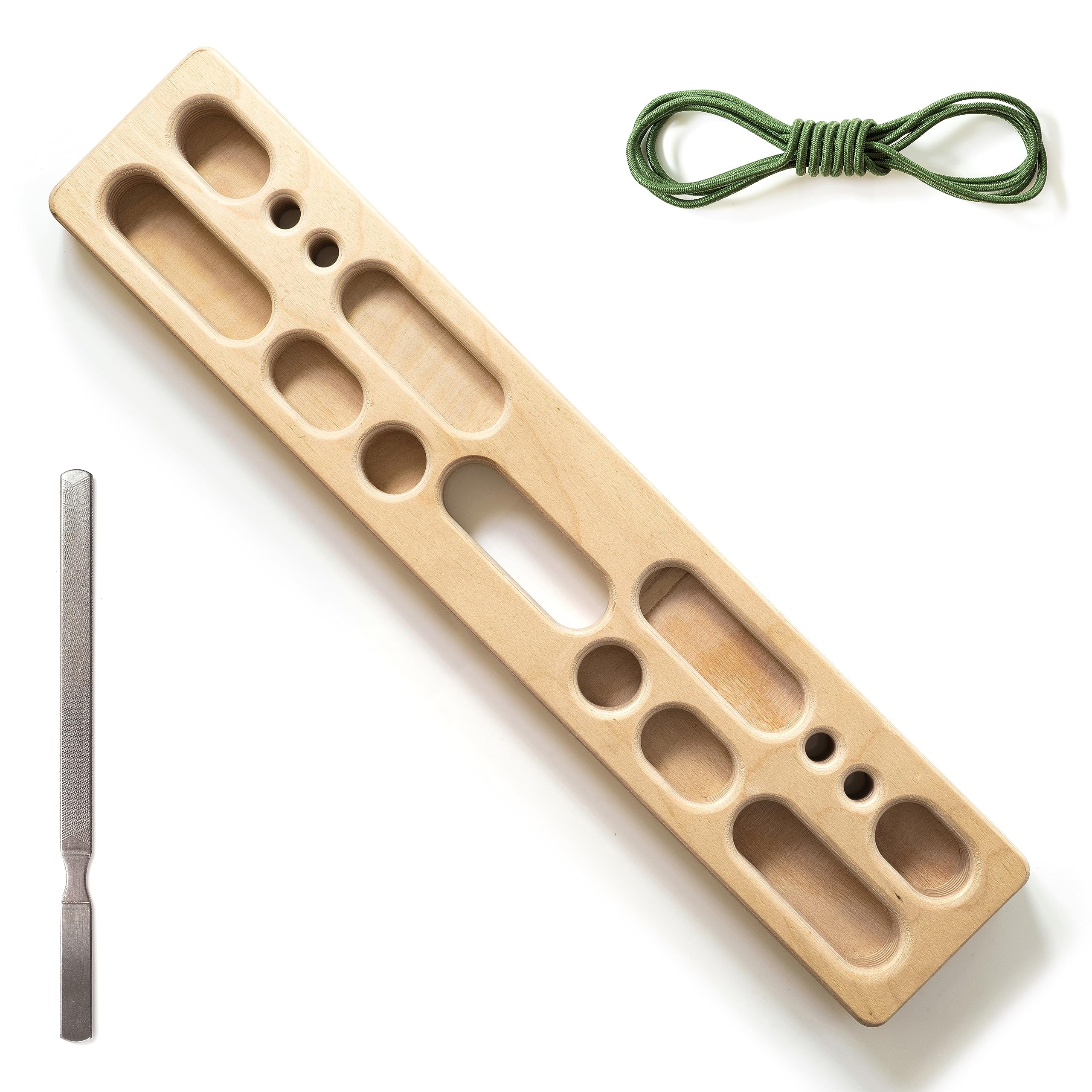 McEtt Portable Rock Climbing Hangboard – Indoor Outdoor Climbing Training Hang Board - Finger Grip Strengthener Trainer with Edges and Pockets - Includes Finger File