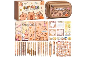 FIMIBUKE Kid School Supplies for Girls Age 5 6 7 8-12 13 14 Year Old, 36PCS Kawaii Tween Teen Girl Birthday Christmas Gift Cute Capybara Stationery Set w/Pencil Case Gel Pen Pencil Sticker Notebook Sticky Note