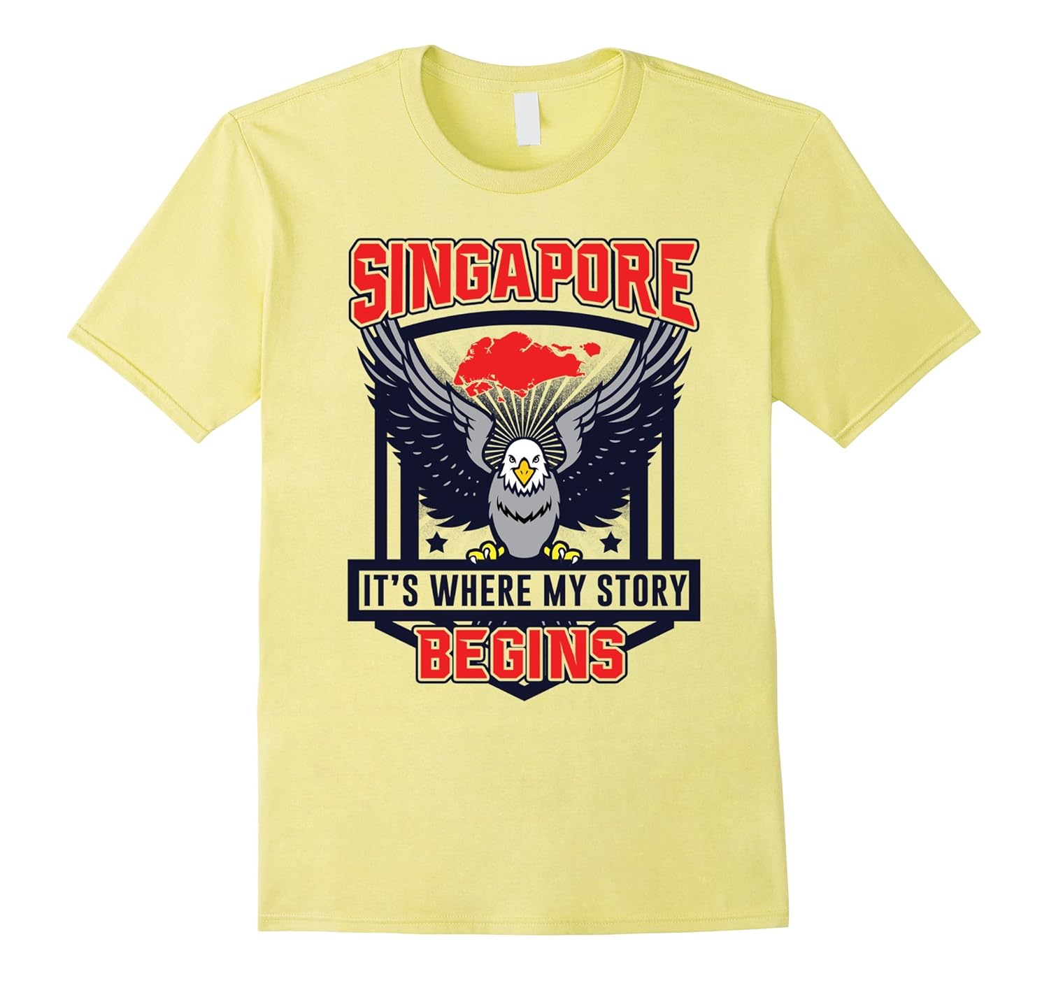 Singapore map with eagle T-Shirt-ANZ