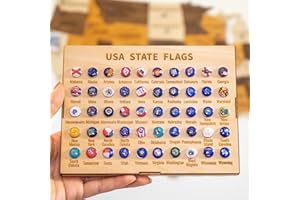 HYPERI 50 US States Push Pins to Mark Travel, Office Thumb Tack, States Flag Pins, Office Gifts for Coworkers, Men, Women, Veteran Gifts, Father's Day Gifts For Teacher (50 US States Pins)