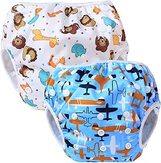 Teamoy 2-teilig Baby Schwimmhose Badewindelhose Badehose (Aircraft+ Fat Smile)