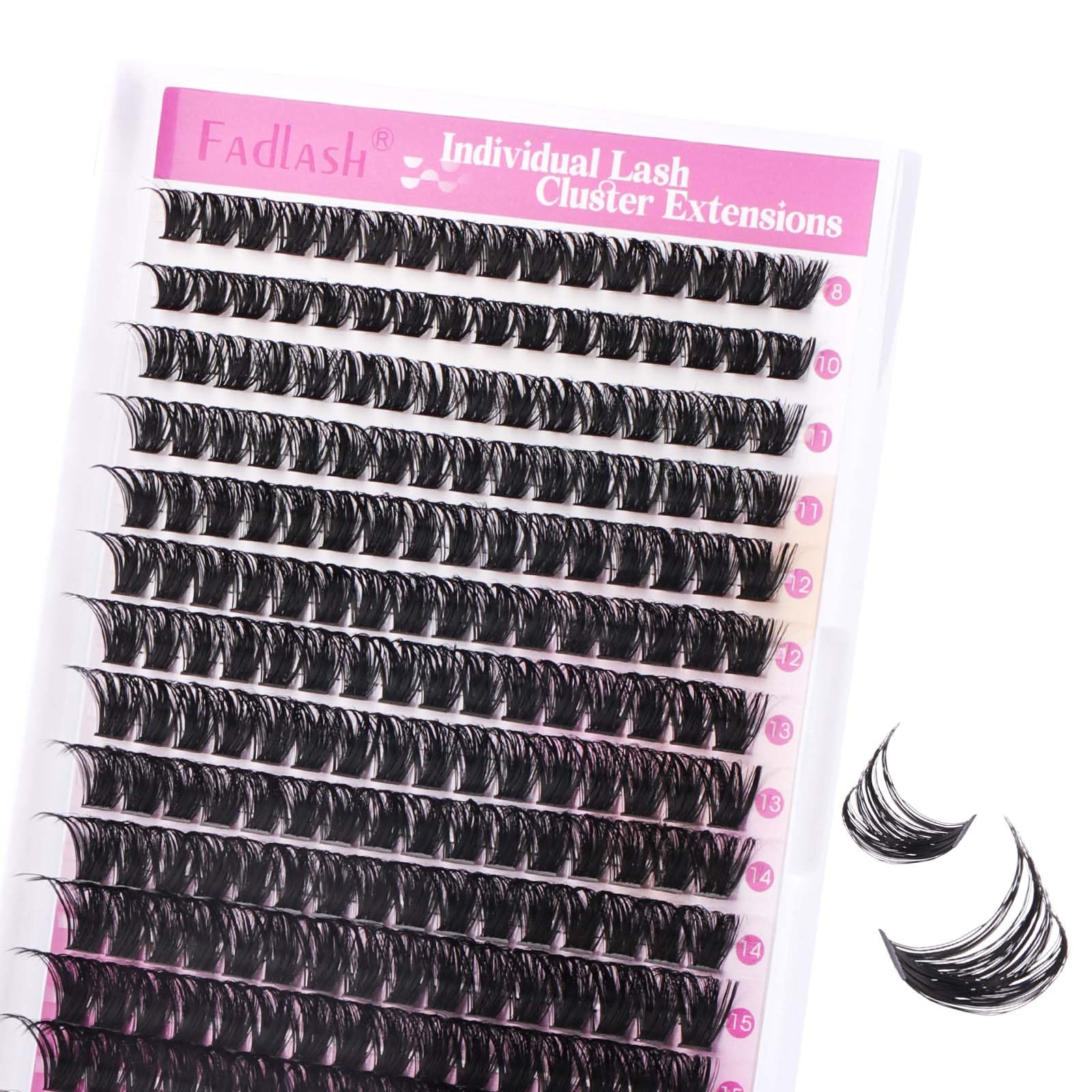 FADLASH 100pcs 0.07mm D Curl 8-16mm 100D Wispy Reusable Soft Fluffy Cluster Lashes DIY Eyelash Extensions — image 1