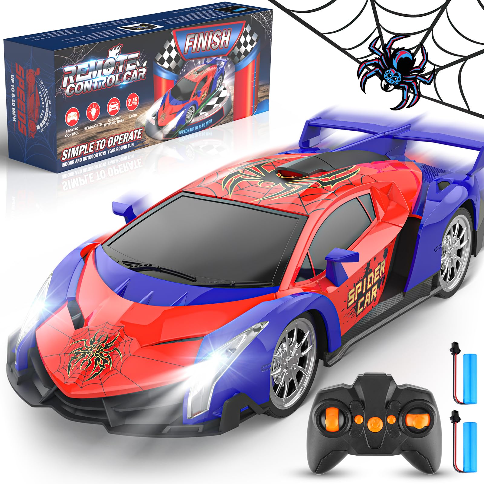 Photo 1 of Growsland Remote Control Car, 2.4Ghz Rc Cars for Boys 4-7 8-12, Electric Kids Toys for Kids with Cool LED Lights, Rechargeable Hobby Race Cars Toys for Boys Girls Ages 4-6 5-7 6-8 8-12 Birthday Gift