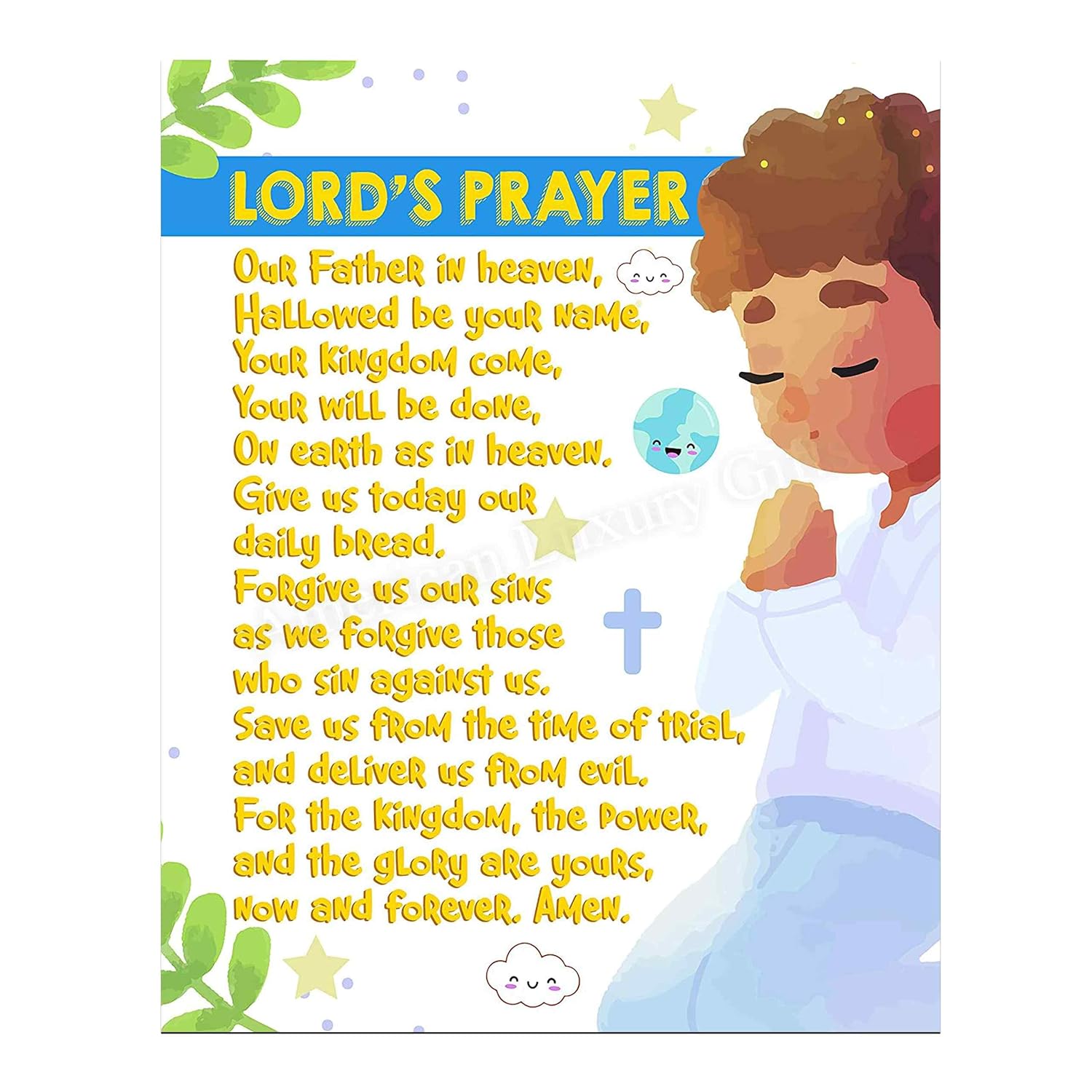 "The Lord's Prayer for Children" Scripture Wall Art Print11 x 14" Typographic Wall