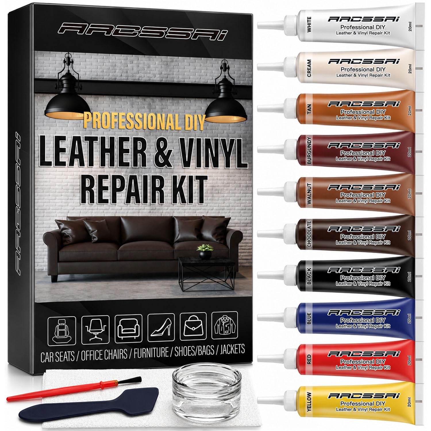 ARCSSAI ARCSSAL Leather Repair Kit for Furniture, Couch & Car Seats