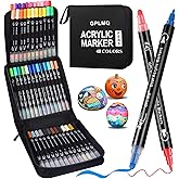 GPLMQ 48 Colors Dual Tip Acrylic Paint Pens Markers - Fine & Round Tips Markers for Rock, Wood, Canvas, Glass, Ceramic, DIY Crafts - Vibrant, Non-Toxic, Water-Based Ink Art Supplies