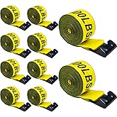 4 inch x 30' Straps for Flatbed Trailer (10 Pack), Heavy Duty Tie Down w/Flat Hooks 18,000lbs Break Strength, WLL# 6000lbs, Winch Straps for Flatbeds, Trucks, Trailers, Farms, Rescues, Tree Saver