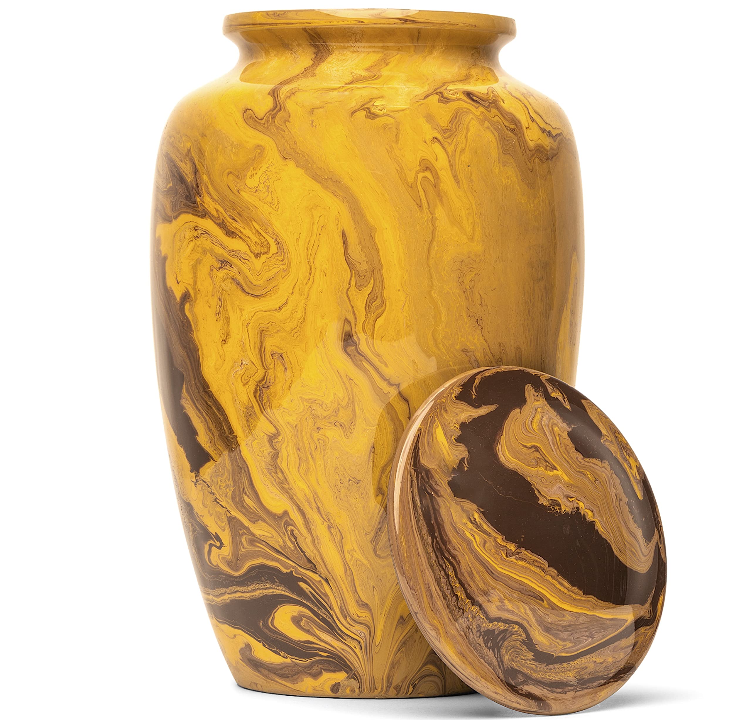 Eternal Harmony Cremation Urn | Memorial Urn Handcrafted with Elegant Finishes - Large Size with Velvet Bag (Gold Milo)