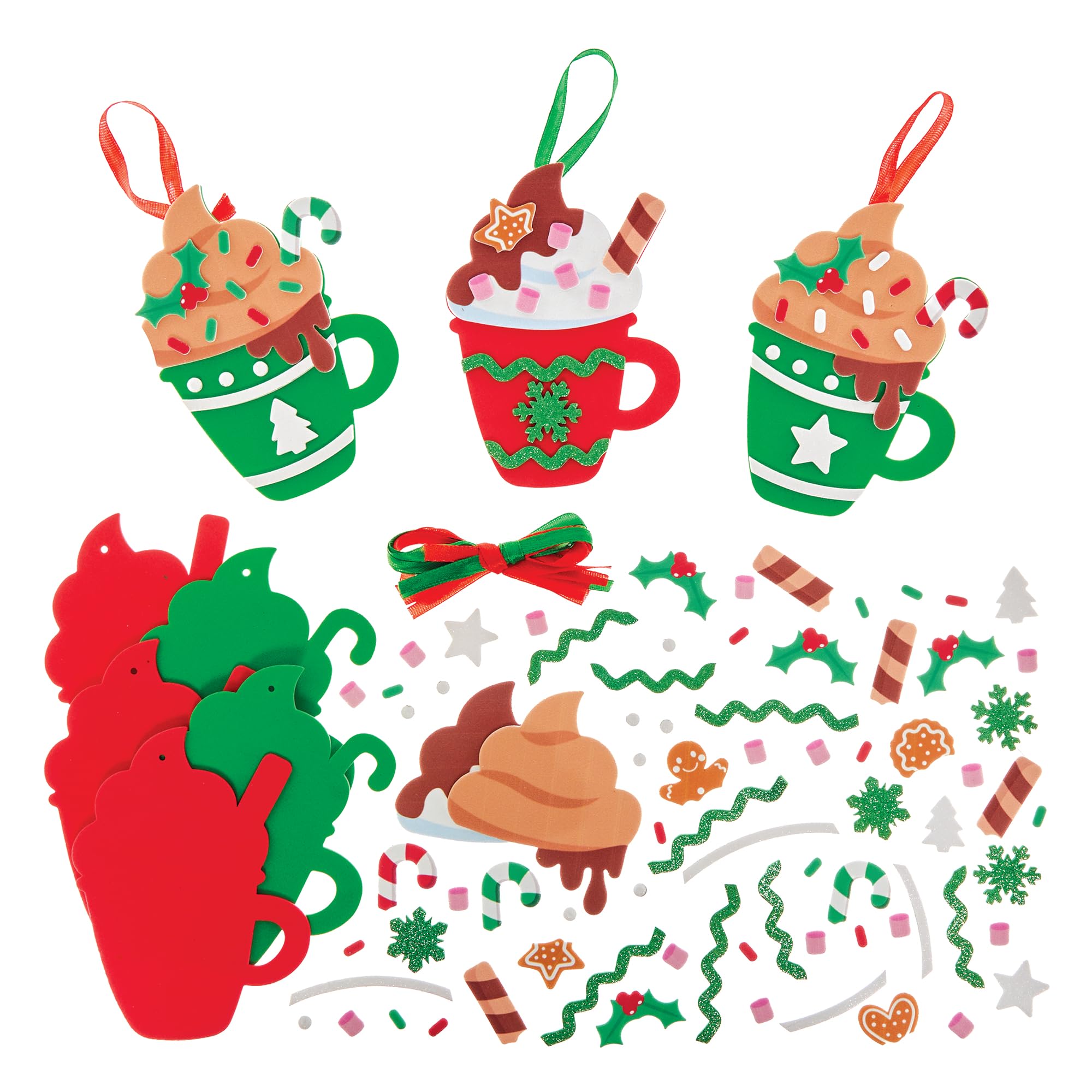Baker Ross FN337 Hot Chocolate Christmas Mugs Decoration Kits - Pack of 8, Christmas Arts and Crafts for Kids, Christmas Decorations