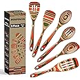 Wooden Spoons for Cooking, WOSPONFAN Kitchen Utensils Set, Pakkawood Kitchen Cooking Utensils Set, Apartment Essentials Wood Serving Spatula spoon, Salad Tongs, Home & kitchen Gift for Women