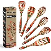 Wooden Spoons for Cooking, WOSPONFAN Kitchen Utensils Set, Pakkawood Kitchen Cooking Utensils Set, Apartment Essentials Wood Serving Spatula spoon, Salad Tongs, Home & kitchen Gift for Women