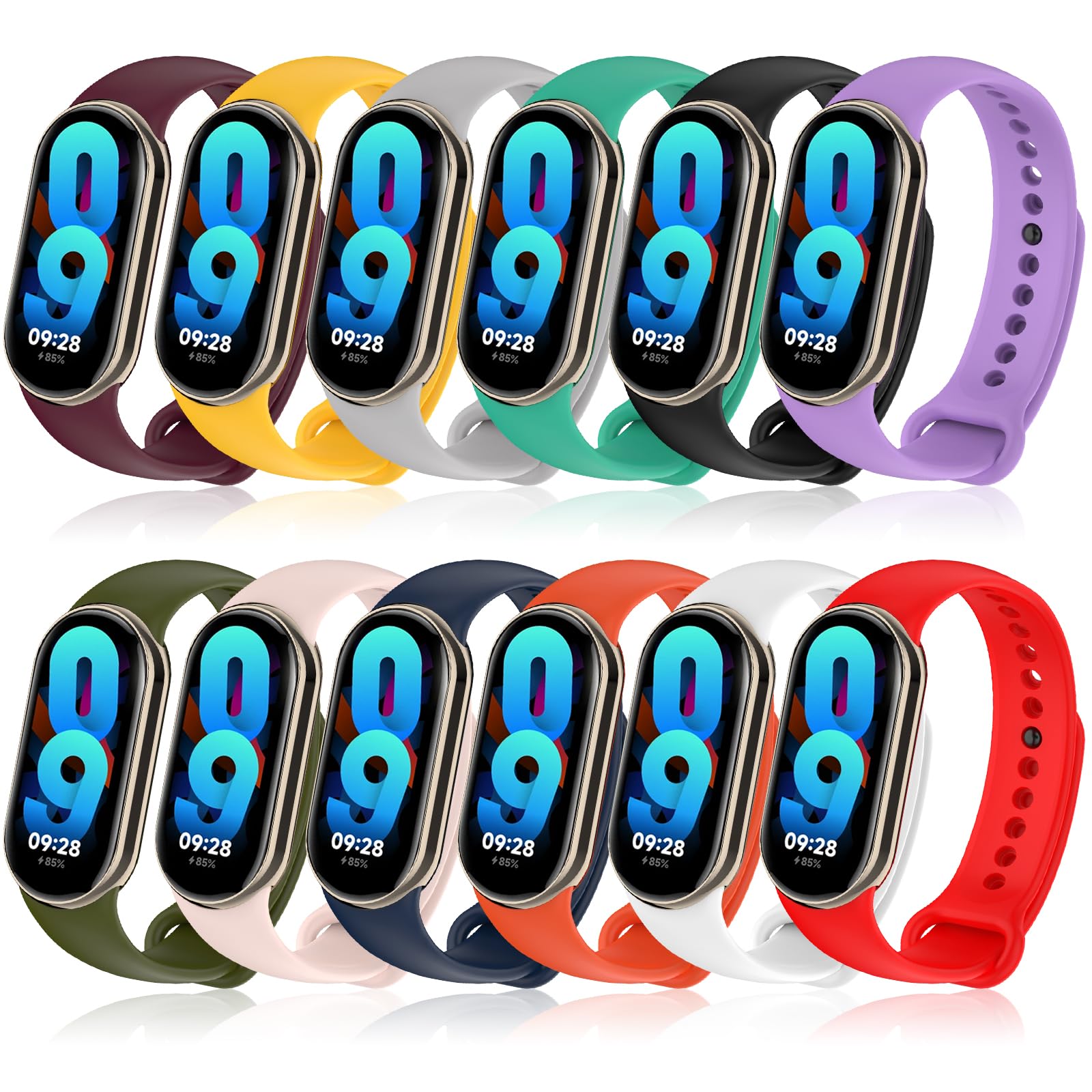 BDIG Pack of 12 Sports Bracelets Compatible with Xiaomi Mi Band 8, Smartwatch Replacement Bands, Soft Silicone Band Replacement Wristband for Xiaomi Mi Band 8