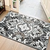 Color&Geometry Indoor Door Mat with Non Slip Latex Backed Soft, 26"x45", Thin Front Door Mat, Dirt Resist, Low Profile Easy Clean Entry Mats for Entryway, Inside Entrance, Floral Charm
