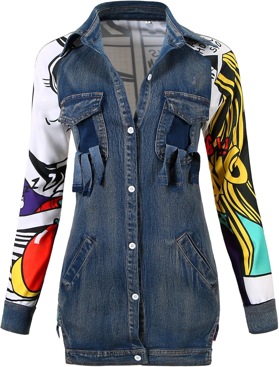 denim printed jacket