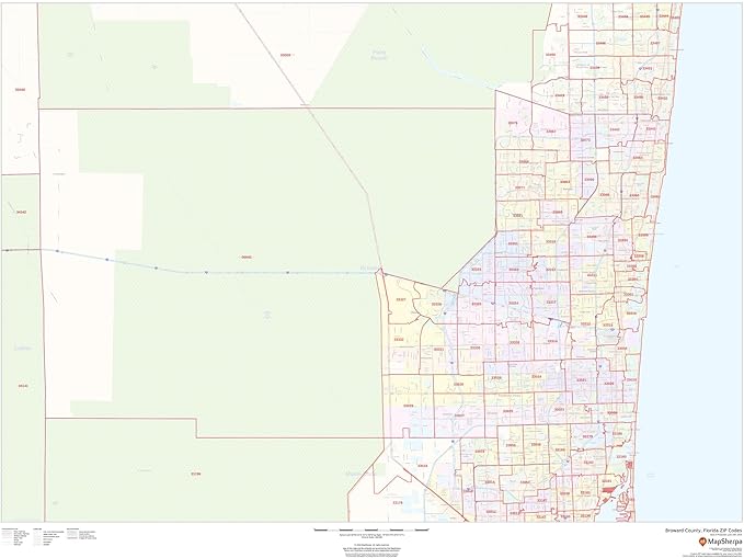 Broward County Florida Zip Code Wall Map Maps Com Com