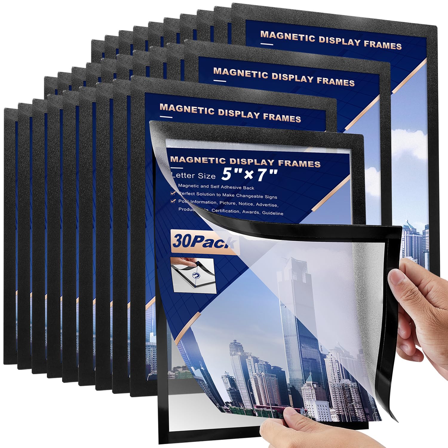 Photo 1 of 30 Pcs Magnetic Signs Holder, for 5" x 7" Letter, Sturdy PVC Magnet Document Holder, Magnet Picture Poster Frame, Can Self-Adhesive Wall/Door/Window or Magnetic for Refrigerator