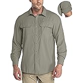 33,000ft Men's Long Sleeve Sun Protection Shirt UPF 50+ UV Quick Dry Cooling Fishing Shirts for Travel Safari Camping Hiking
