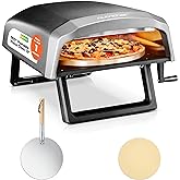 NutriChef Outdoor Pizza Oven- w/ 360° Rotating Pizza Stone, Adjustable Heat Control, w/Pizza Peel, Stone & Regulator Hose- Co