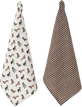 Penguin Home Set of 2 Recycled Cotton Tea Towels Grey Mustard 50x70 cm