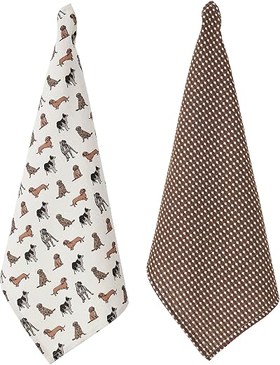 Penguin Home Set of 2 Recycled Cotton Tea Towels Grey Mustard 50x70 cm