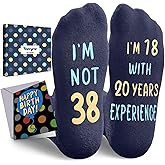 HAPPYPOP Birthday Gifts for Men Women - Socks for 36 37 38 39 40 Year Old with Greeting Card