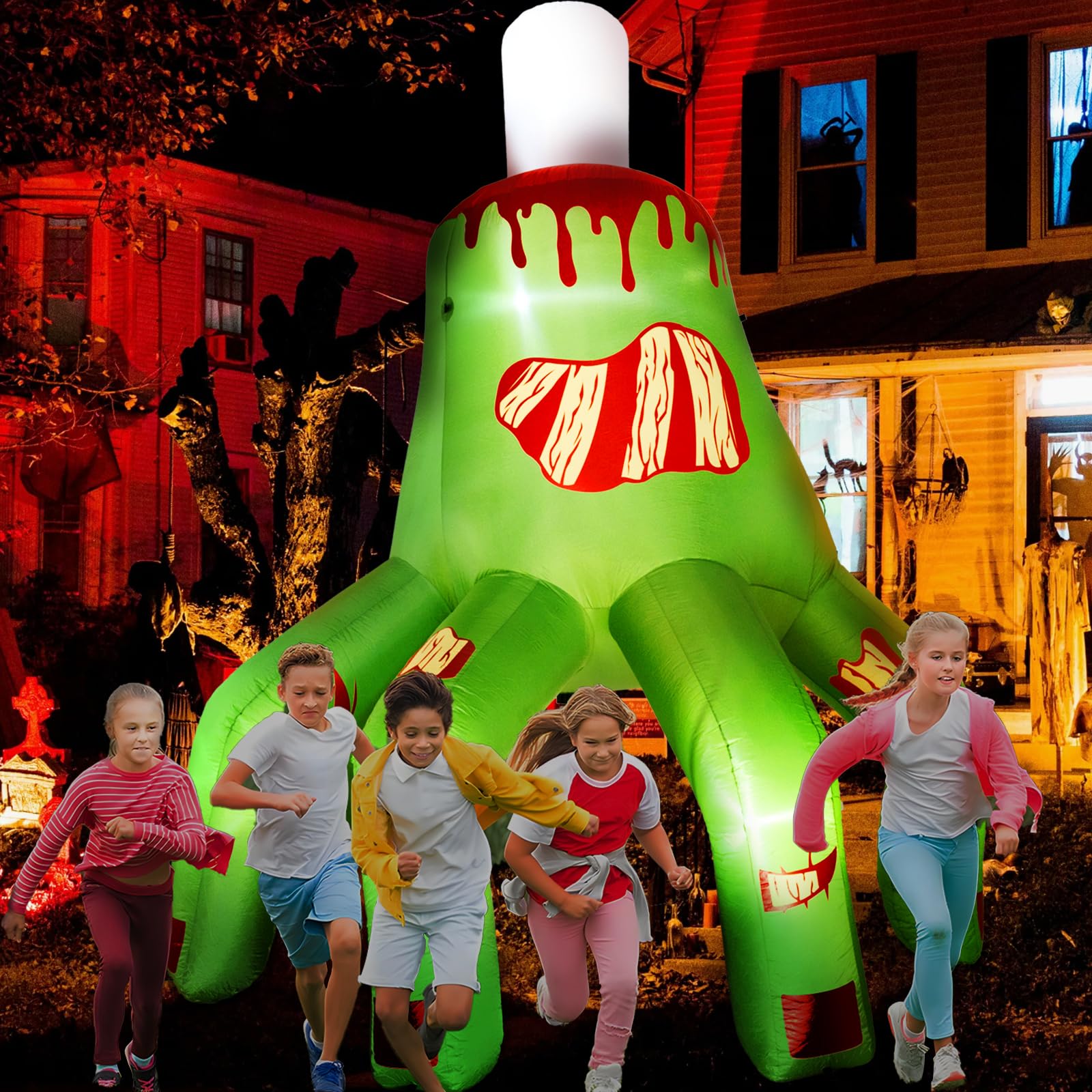 Photo 1 of YOUBET 10FT Halloween Inflatables Broken Hand - Halloween Inflatables Outdoor Decorations Blow Up Yard Scary Green Giant Hand with Built-in LEDs for Indoor Outdoor Yard Garden Decorations
