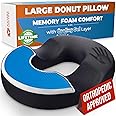 5 STARS UNITED Donut Pillow Hemorrhoid Tailbone Cushion – Large Cushion for Pain Relief – Coccyx, Prostate, Sciatica, Pelvic Floor, Pressure Sores, Pregnancy, Postpartum Recovery, Arctic Black