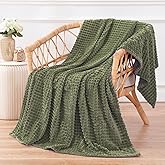 Puncuntex Flannel Fleece Throw Blanket Olive Green 50"×60"