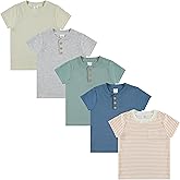Cudlie 5-Pack Toddler/Baby Boy Short Sleeve Shirts - Premium Quality T-Shirt Tops