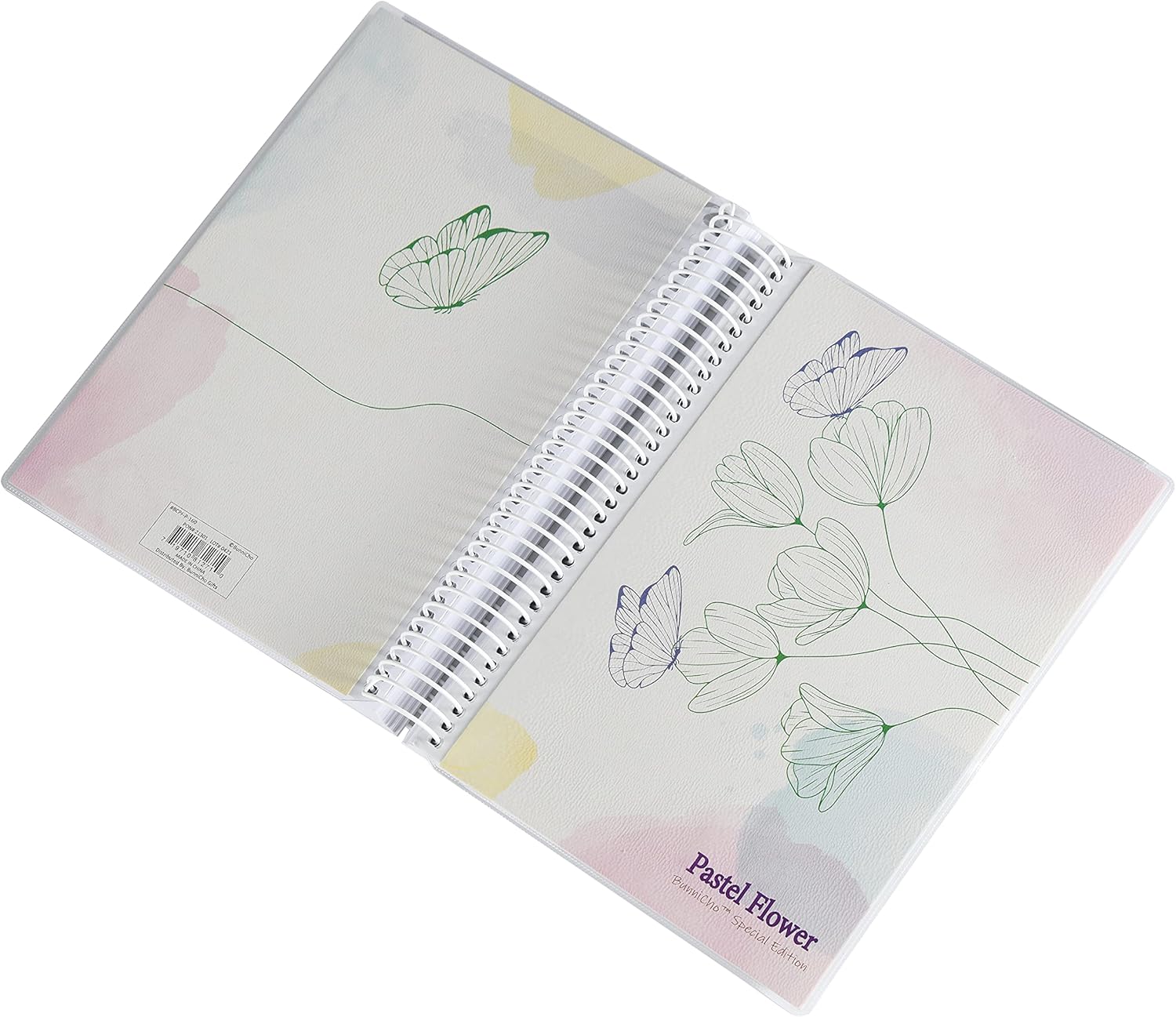 BunniCho Pastel Flower Daily Planner, 5" x 7", Spiral-O Binding, Changeable Cover, Includes Index Stickers, Bullet Dot Stickers and Tatto Stickers, 2pcs/Pack (BCPF-P-160): Office Products