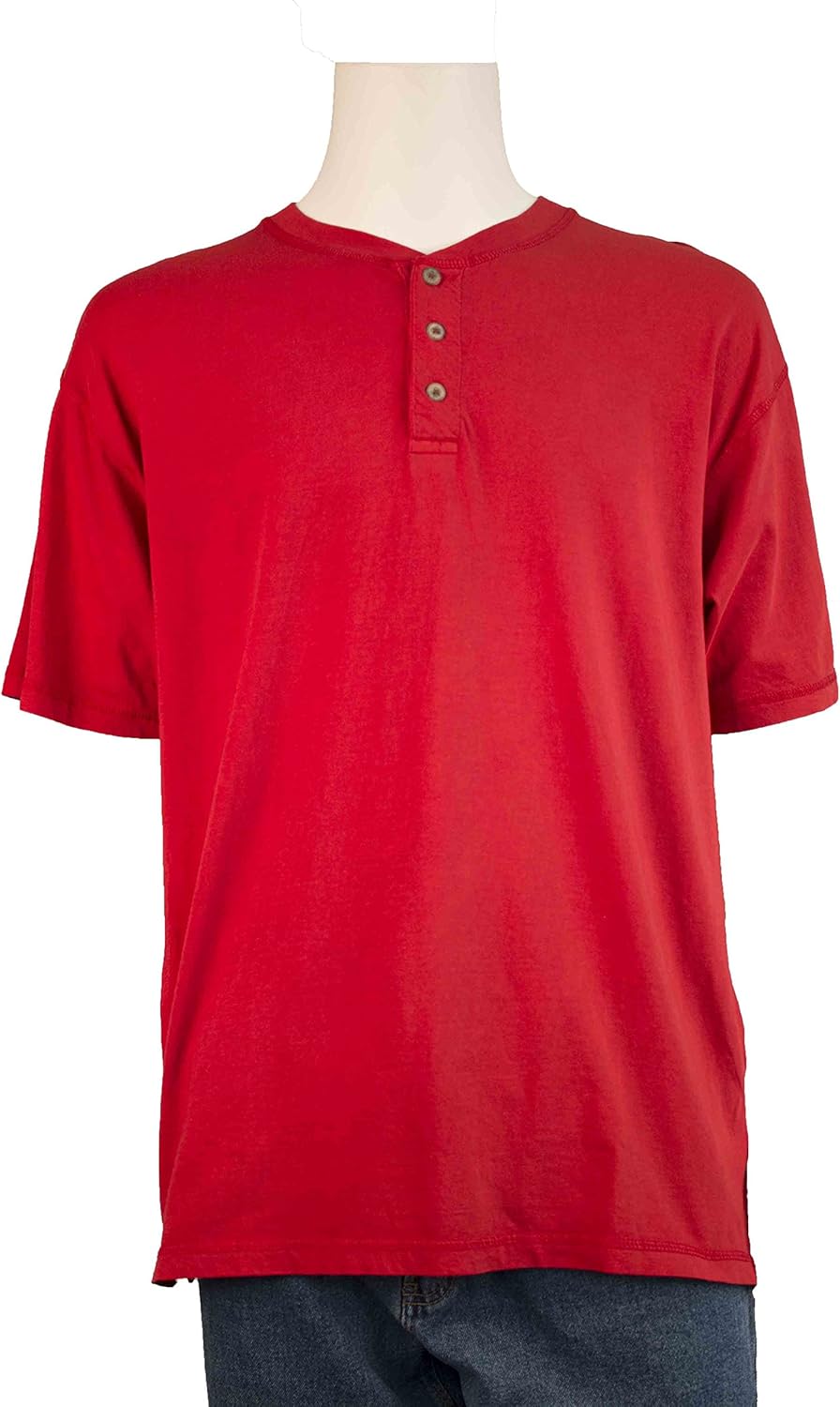 Men's Short Sleeve Three Button Henley Assorted Colors (XLarge, Red) at Amazon Men’s Clothing store