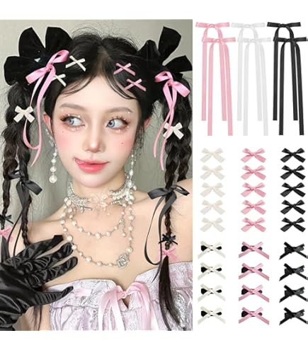 Amazon.com : KDDOM 1 Pair Bow Hair Clips Ribbon Bow Side Clips