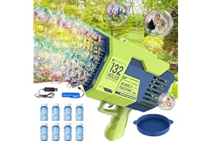 HYNXM Bubble Gun, 132 Hole Bubble Gun, Bazooka Bubble Gun with 2 Bottles of Bubble Liquid and 30 Packs of Bubble Concentrate, Bubble Launcher Toys Gifts for Adults Children Playing and Indoor Outdoor Party…