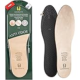 HANDARTE Leather Anti Odor Insoles | Cuttable Odor Eaters Insoles Men | Shoe Deodorizer Thin Insert - Odor Eliminator for Shoes - 100% Natural Goatskin & Anti Sweat - Suitable for No-Socks (Large)