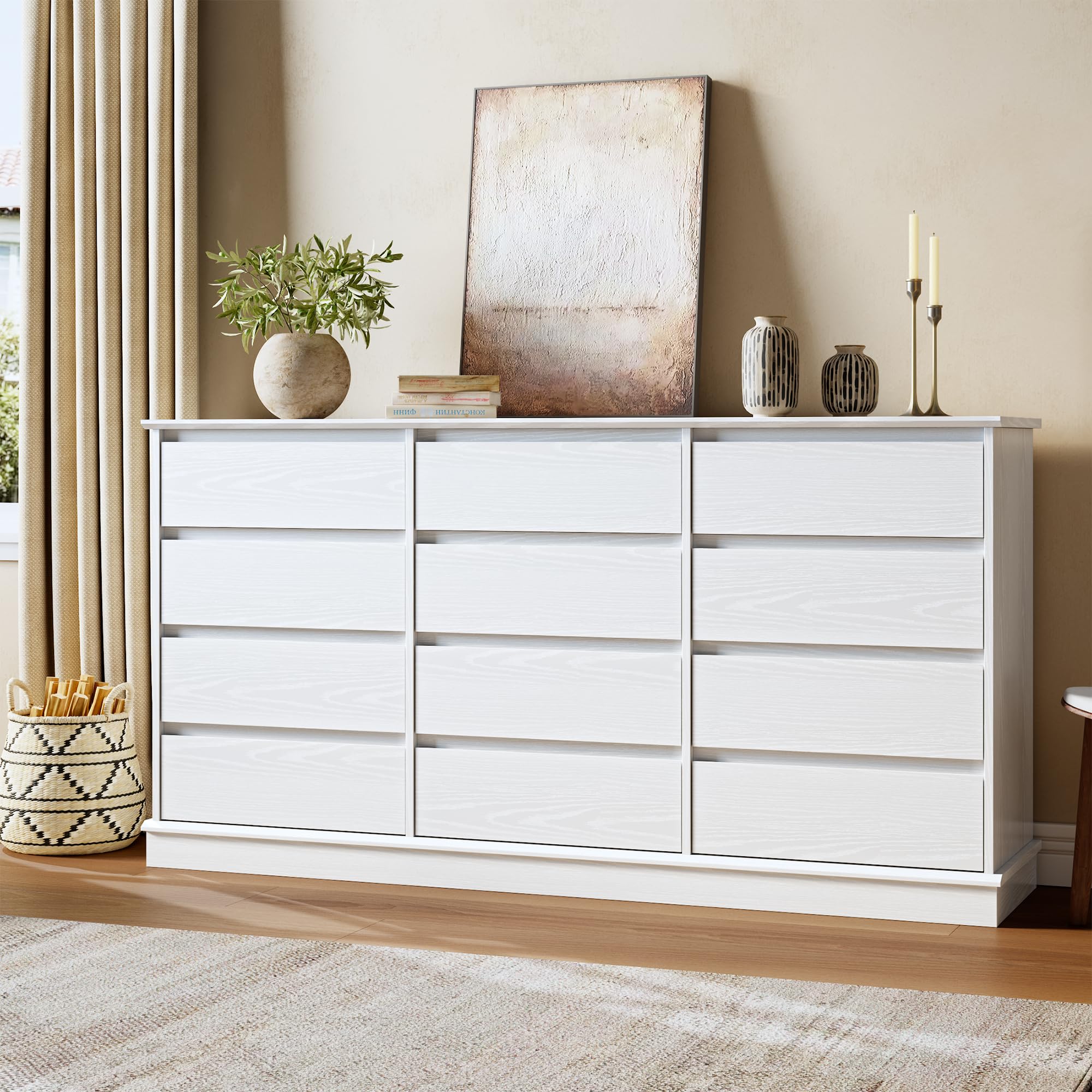 Photo 1 of **Light Blue**
GarveeHome 12 Drawer Dressers for Bedroom, Chest of Drawers with Deep Drawers, Large Double Dresser for Closet with Wide Top, Horizontal Wooden Dresser for Living Room, Hallway, Kids Room, White