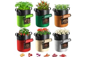 Xpatee 6 Pack Potato Grow Bags with Flap, 10 Gallon Grow Bags for Growing Potatoes, Xpatee Colorful Durable Fabric Garden Pla