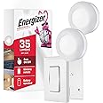 Energizer LED Puck Lights, Wall Switch Remote, 2 Pack, Battery Operated, Under Cabinet Lighting, Wireless Lights, 50 ft Range, Perfect for Kitchen Under Cabinet, Laundry Room, and More, 58822-T1