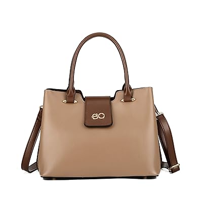 E2O Solid Beige Satchel With Long Belt