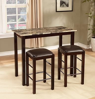 Roundhill Brando 3-Piece Counter Height Breakfast Set, Espresso
