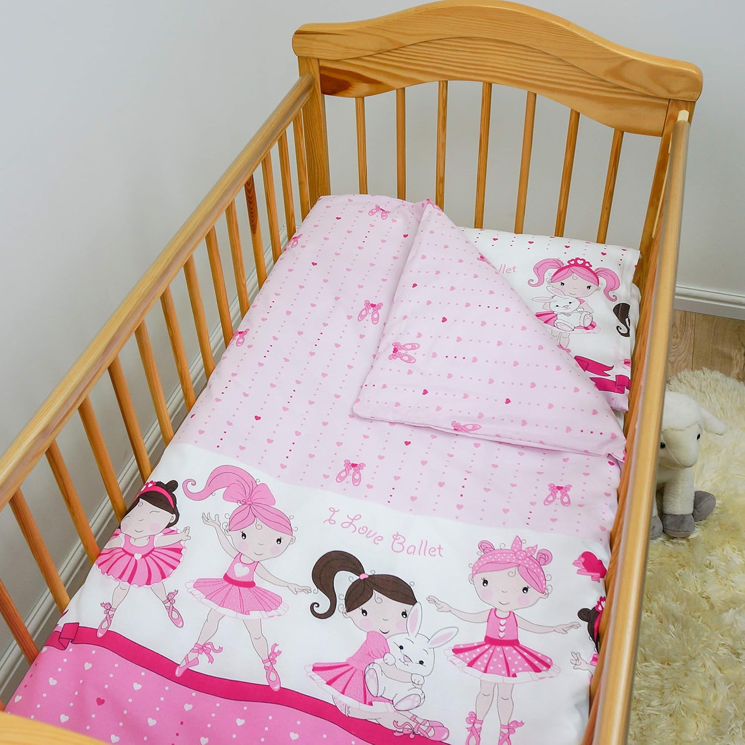 2 Piece Bedding Set 135x100cm Duvet Cover & Pillowcase for Toddler Cot Bed