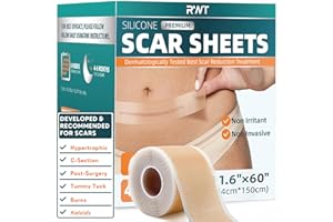 RWT Silicone Scar Sheets, Silicone Scar Tape for Surgical Scars - 60" x 1.6" Roll - 1.5M, Medical Grade Reusable Effective Scar Removal for Keloid, C-Section, Tummy Tuck, and Acne