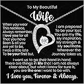 Wife Necklace From Husband| Mothers Day Necklace for Her| Soulmate Anniversary or Birthday Jewelry Gift| Hot Doe White Gold Cz Pendant Necklace